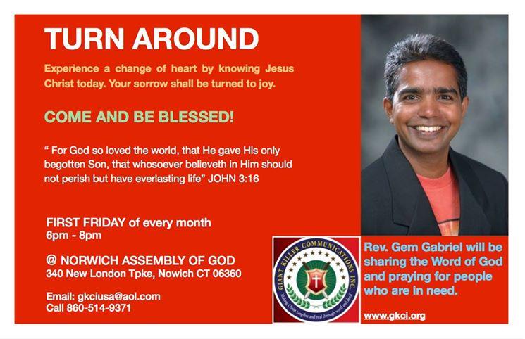 Read more about the article Turn Around Service With Gem Gabriel – Friday, July 3rd at 6:30 PM